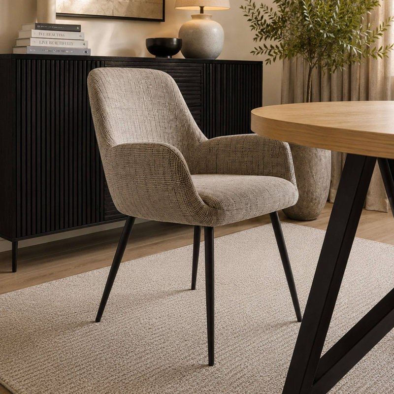 Annakiya 48.5cm H Upholstered Full Back Side Chair in Cream