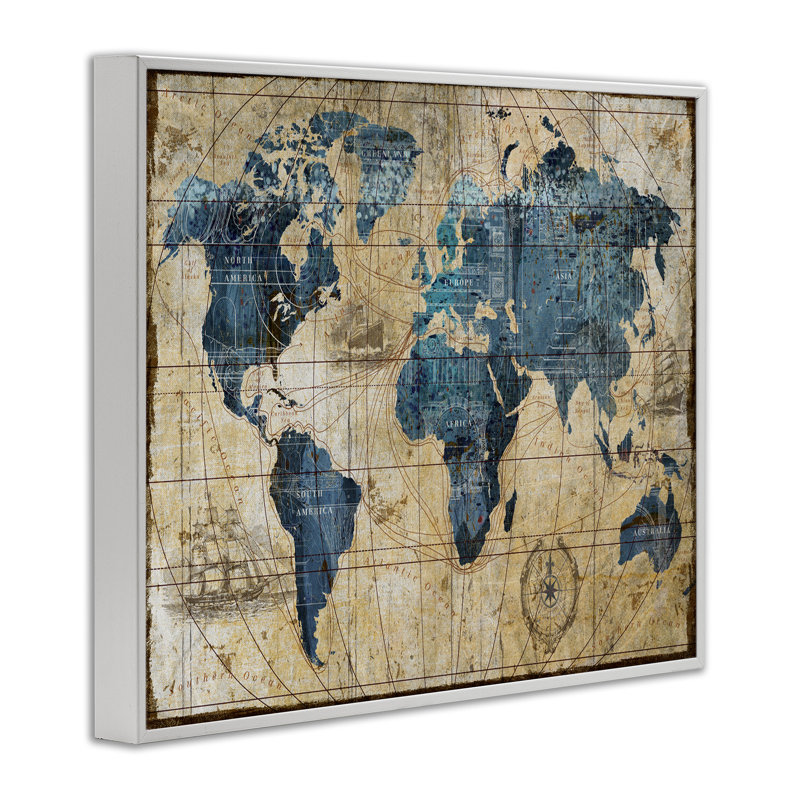 Carte du monde abstraite par Art Licensing Studio - impression, H 11 po x l 14 po x P 1,5 po