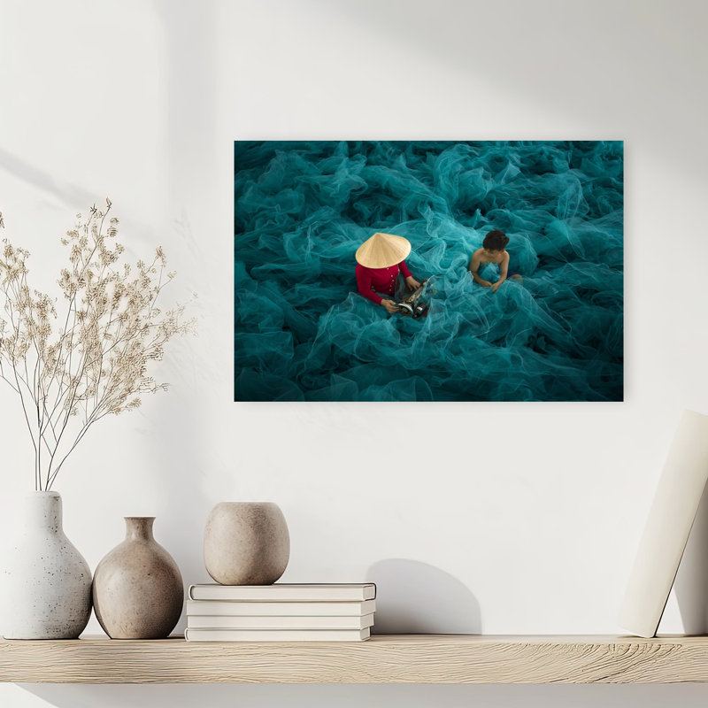 Art vietnamien traditionnel des filets de pêche vietnamiens, H 12 po x l 18 po