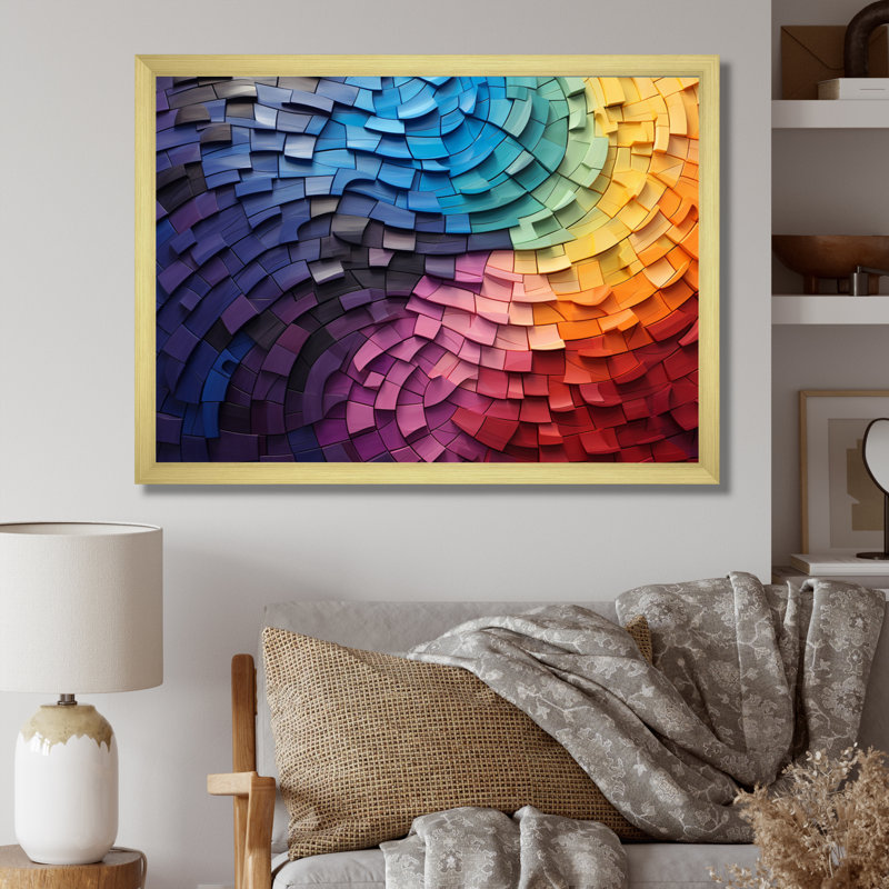 Abstrait arc-en-ciel coloré arc-en-ciel - arc-en-ciel, art mural, H 34 po x l 44 po x P 1,5 po, Cadre doré simple
