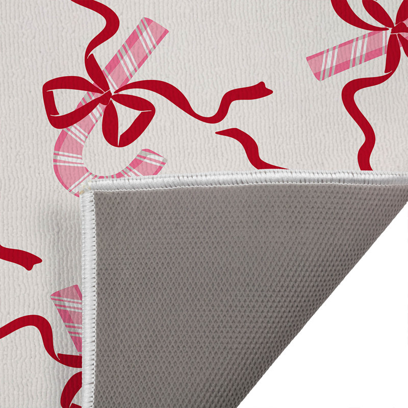 Tapis de bain Candycanes & Bows, Simple - L 34 po x l 21 po, Blanc / Blanc