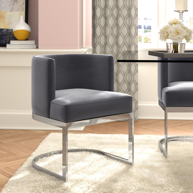 Gianna Barnier Wingback Arm Chair, Chrome, Grey Velvet