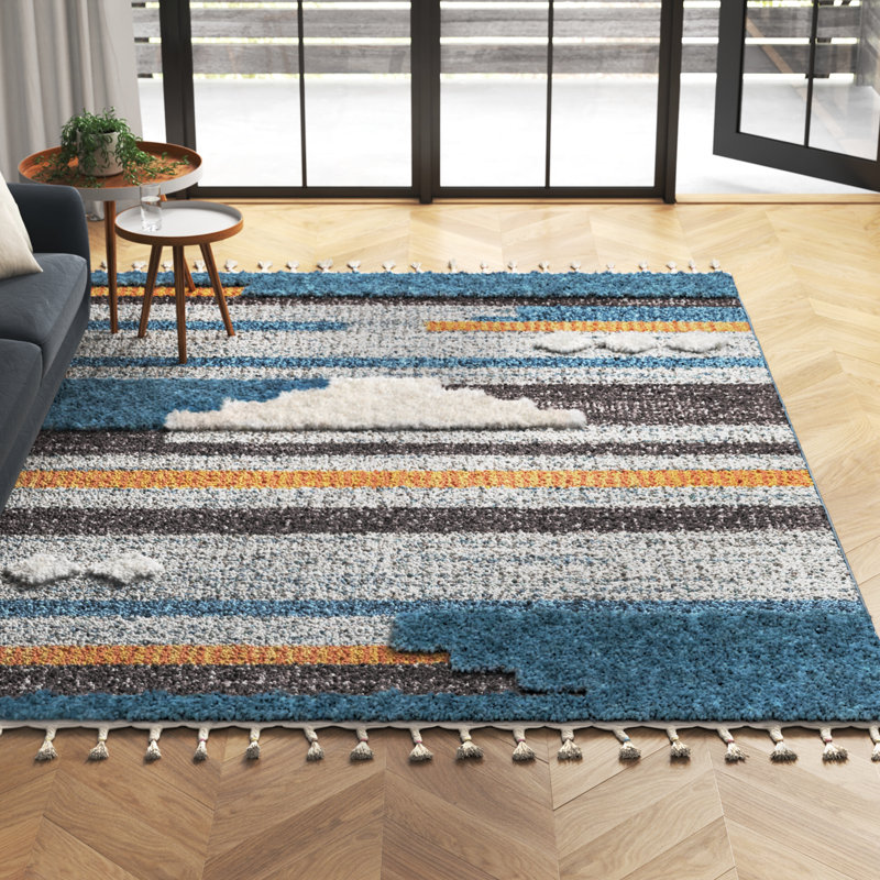 Brookhaven bleu / gris / blanc Merced, Rectangle 7 pi 10 po x 10 pi 2 po
