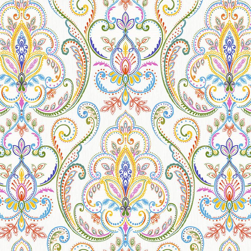Rouleau de damas Magarita, Blanc / bleu