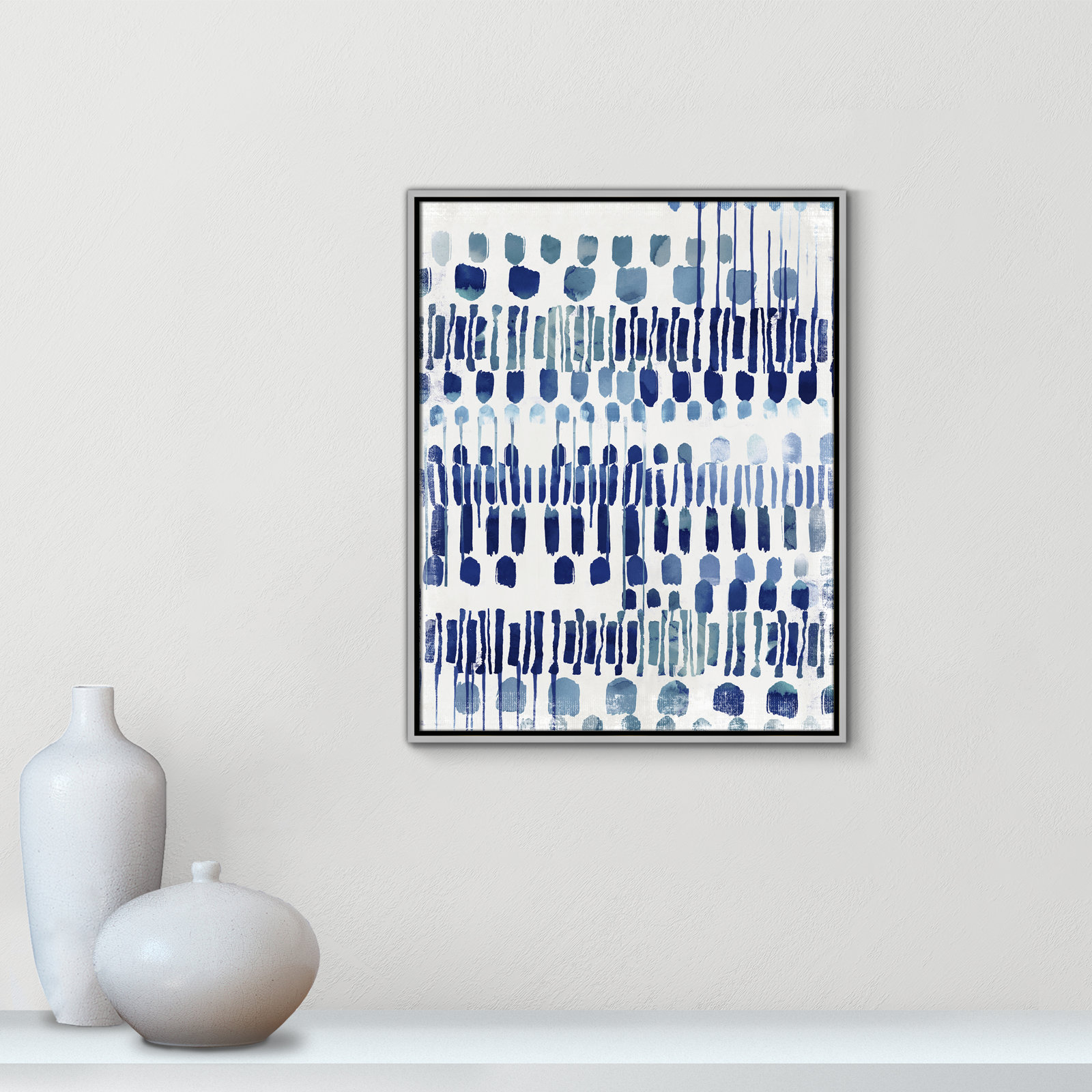 Fynn "Continuously I" Painting by Eva Watts, Silver Framed Canvas, No Matte, 29.5" H x 23.5" W x 2" D