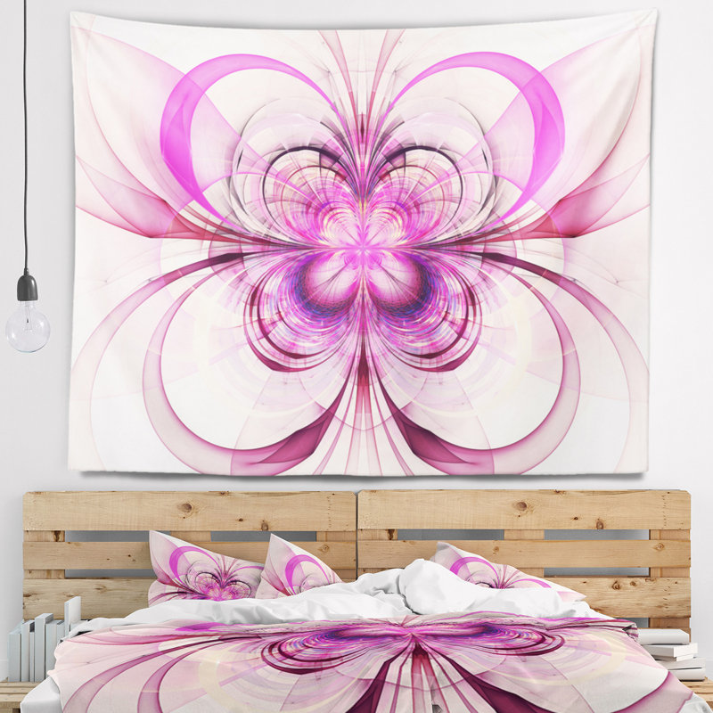 Tapisserie florale mauve à motif floral fractal, H 32 po x l 39 po