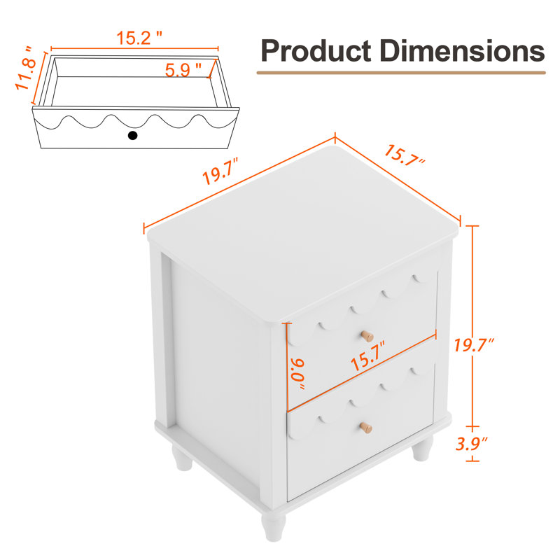 Dorlan 19.7“W Cute Cloud shape Nightstand, White
