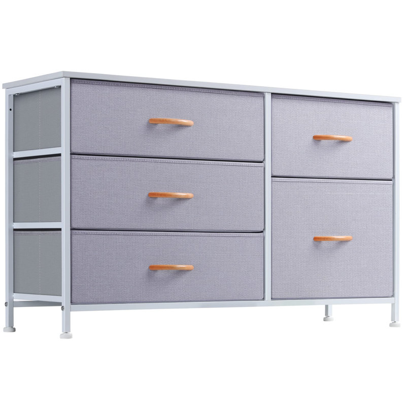 Leahla Steel 100 cm W Chest of 5 Drawers, Grey