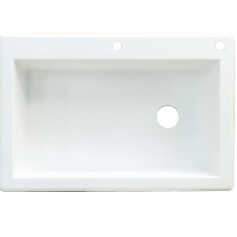 Radius 33 " L Drop-In Single Bowl Granite Kitchen Sink, 2 hole, White