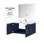 Bleu marine 36 po Meuble-lavabo pour salle de bain avec comptoir en quartz blanc, robinet et miroir à DEL-1076239838