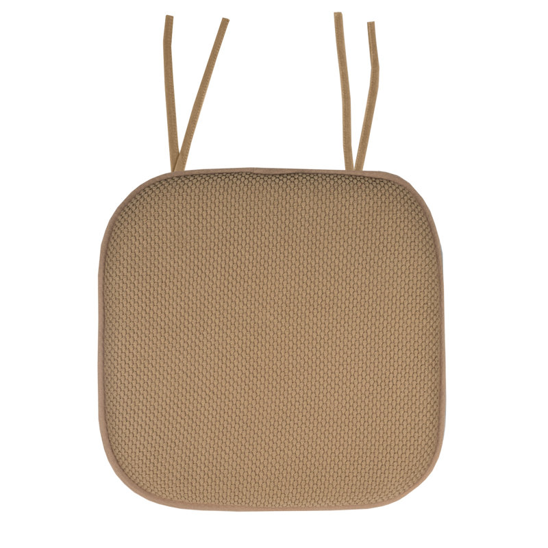 Coussin de chaise antidérapant en mousse à mémoire de forme 16 po x 16 po avec attaches Honeycomb, 2, Taupe
