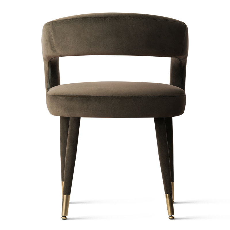 Modern 47"-83" Extendable Dining Table Set With Upholstered Velvet Dining Arm Chairs, Brown, 9 Pieces: Table, 8 Chairs