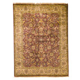 Hand Knotted Wool Area Rug in Red And Ivory