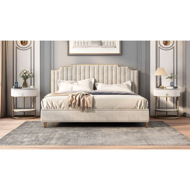 19.7'' W Metal Nightstand, White/Gold