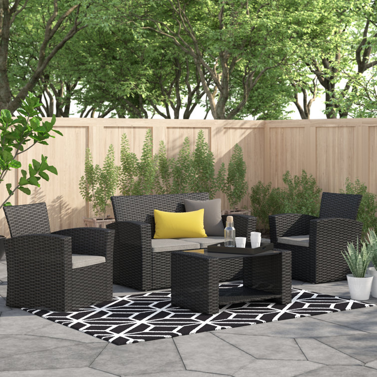- | Seating Group with & Zipcode Reviews Outdoor 4 Cushions Design™ Wayfair Charmain Person
