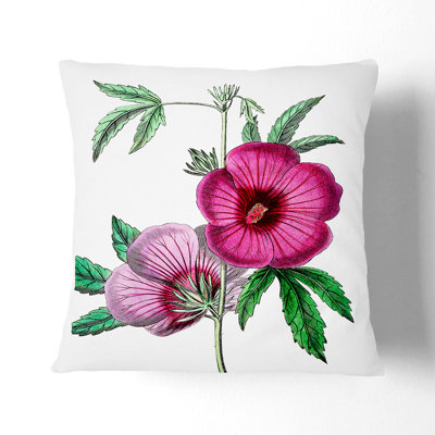Pink Hibiscus Flowers Cushion with Filling