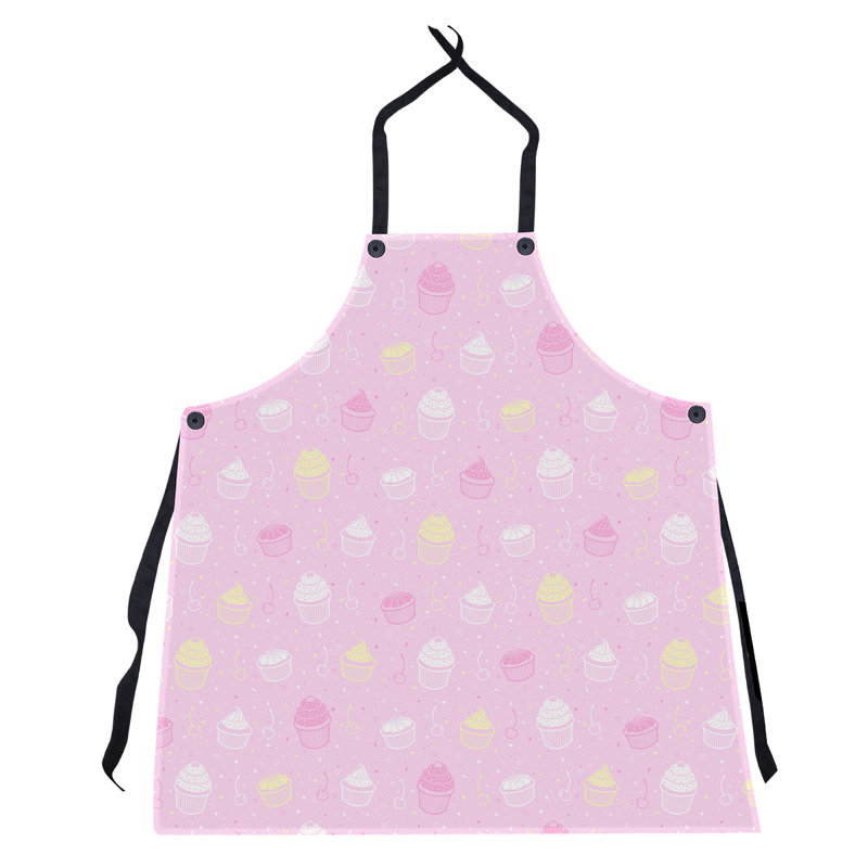 Tablier classique à motif petits gâteaux, Rose / Jaune