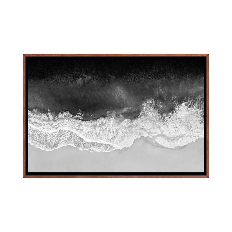 Vagues en noir, gris et blanc par Maggie Olsen, H 26 po x l 40 po, Sans cadre, Toile tendue