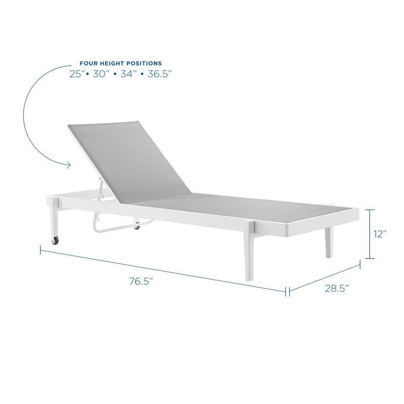 White Aluminum Adjustable Outdoor Chaise Lounge