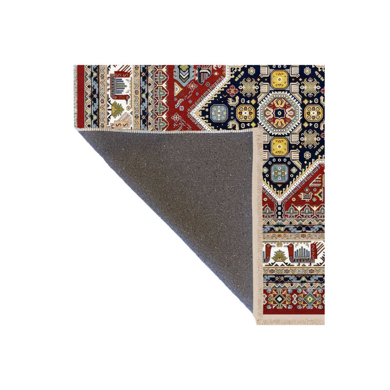 Tapis décoratif rétro multicolore rétro bourgogne, Rectangle 3 pi 3 po x 4 pi 11 po