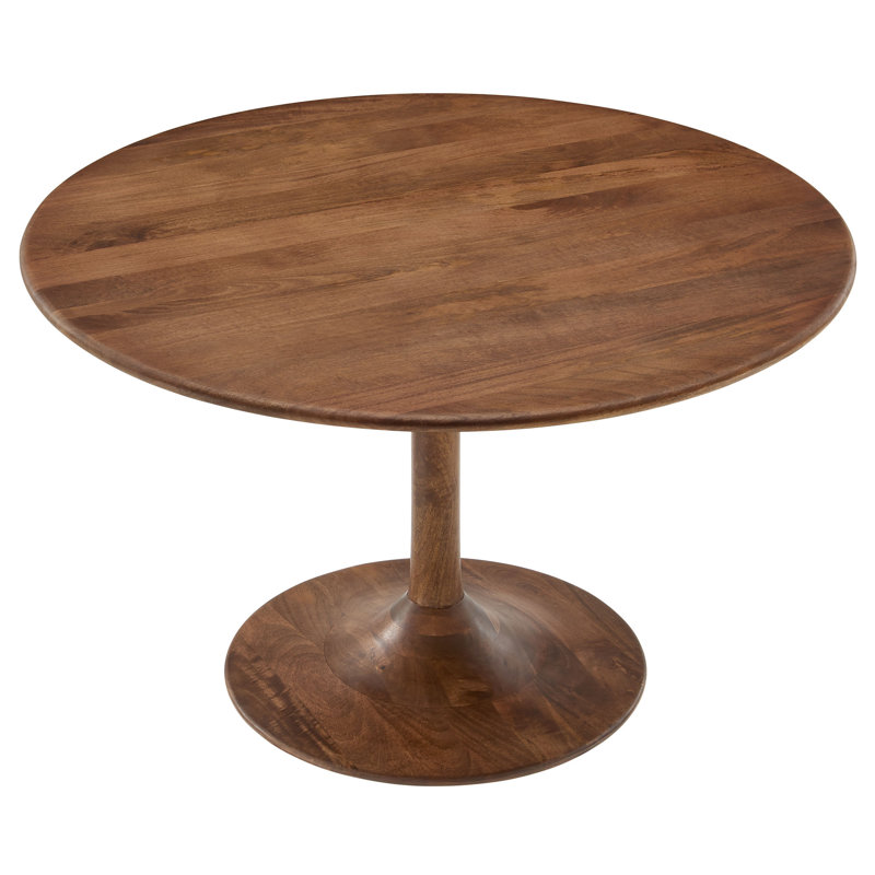 Lippa 48" Round Solid Wood Dining Table, Walnut