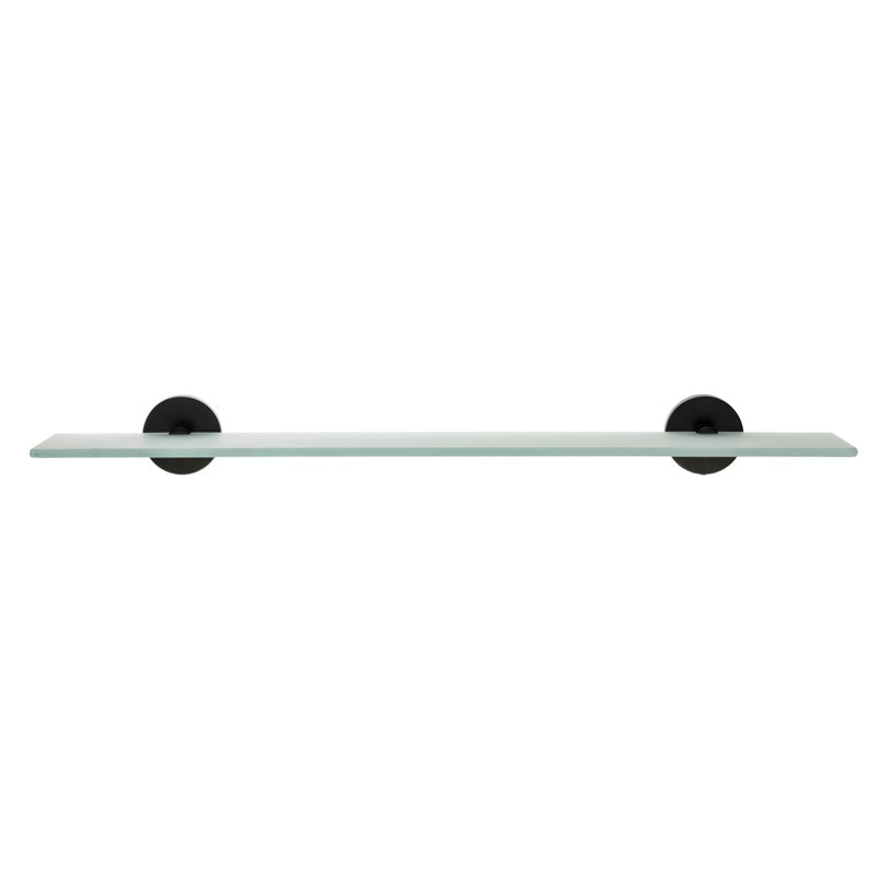 Epsom Wall Mounted Glass Shelf with Matte Black Flexi-Fix Brackets 59cm
