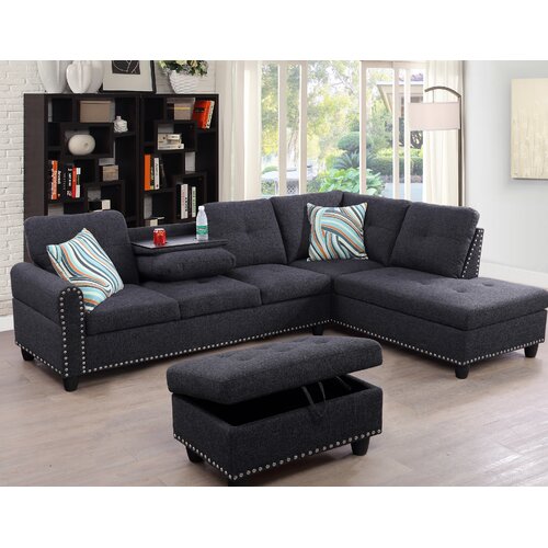 Charlton Home® Sciortino 3 - Piece Upholstered Sectional & Reviews ...