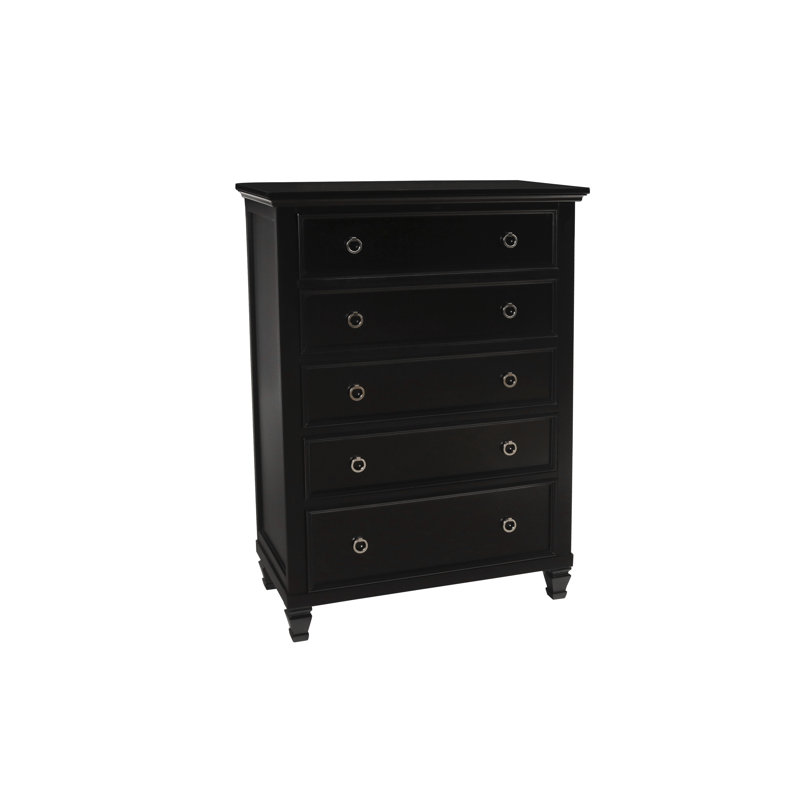 Commode 5 tiroirs Felder, Noir
