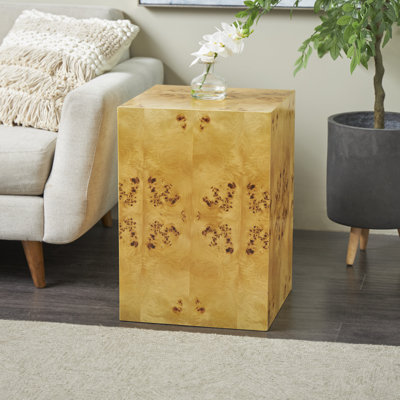 Cole And Grey Wood Square Cube Accent Table With Wood Grain Patterns