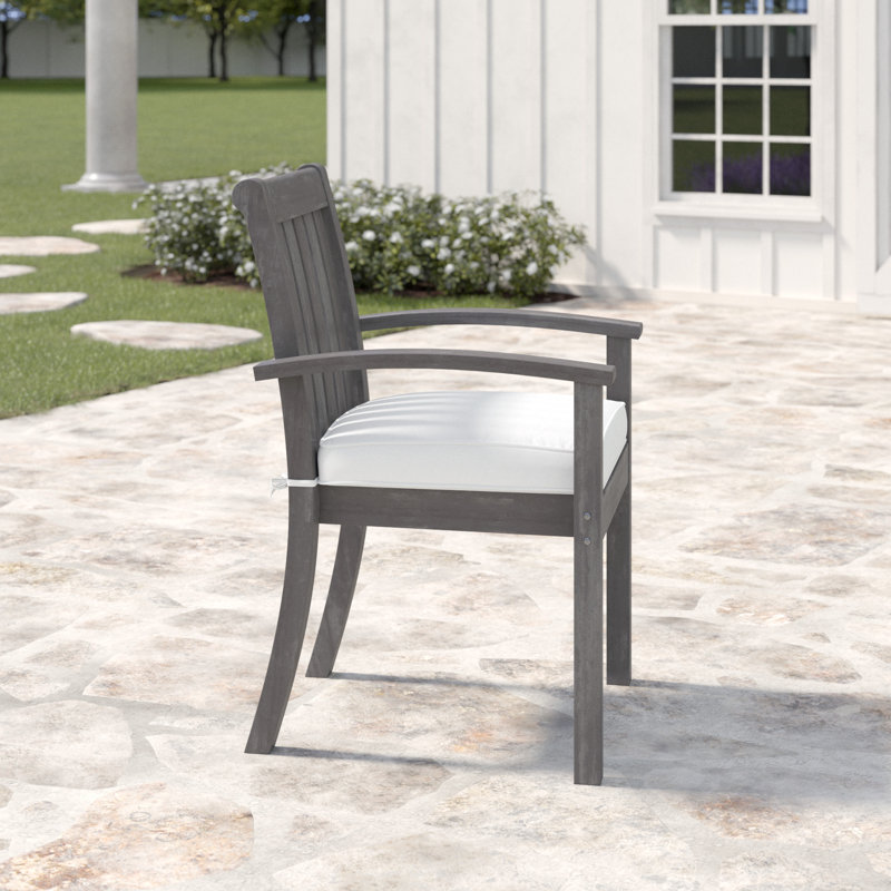 Chaise de patio empilable avec coussin Rossi, Marine, Gris