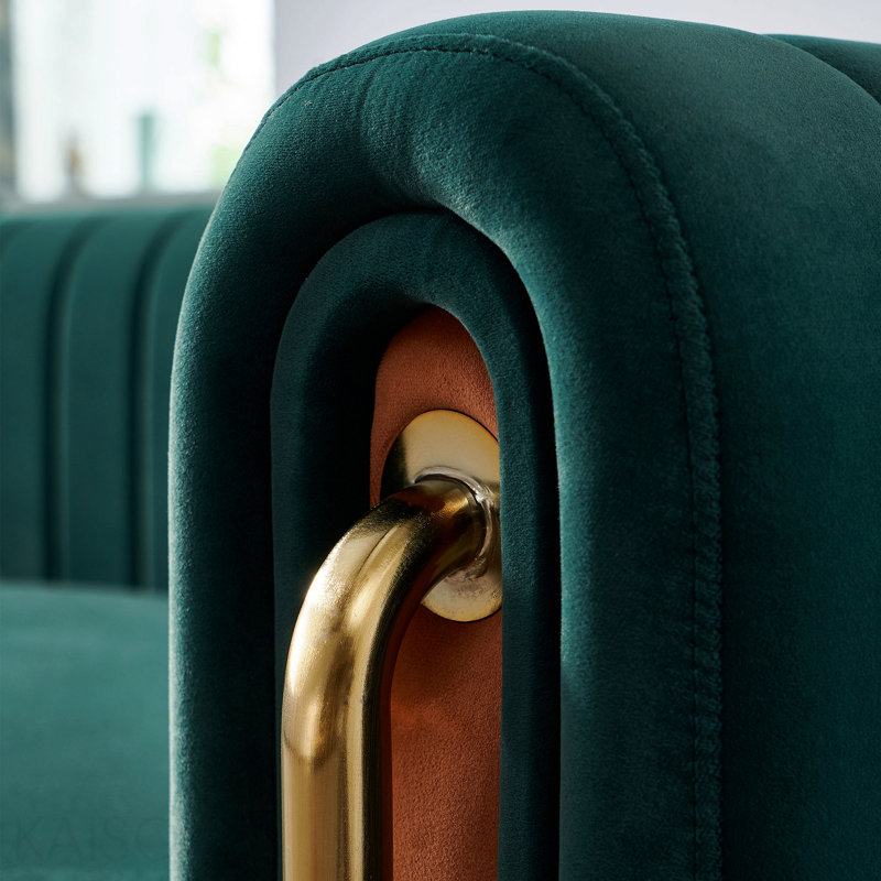 Canapé contemporain en velours pour salon 84,25 po, vert, Green