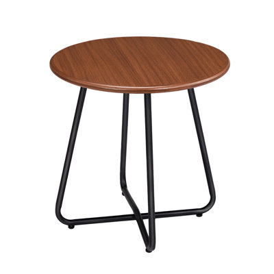 Patio Steel Side Table Woodgrain
