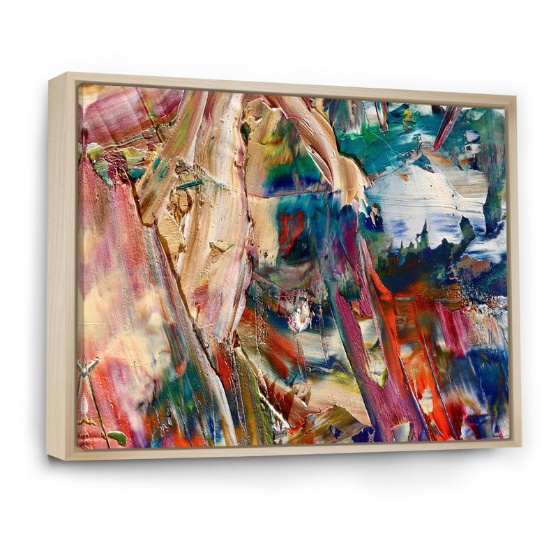 Art abstrait sur toile Colorfor, H 16 po x l 32 po x P 1 po, Cadre flottant brun