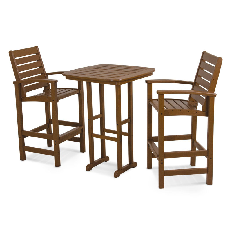 POLYWOOD Signature 3-Piece Bar Set, Teak