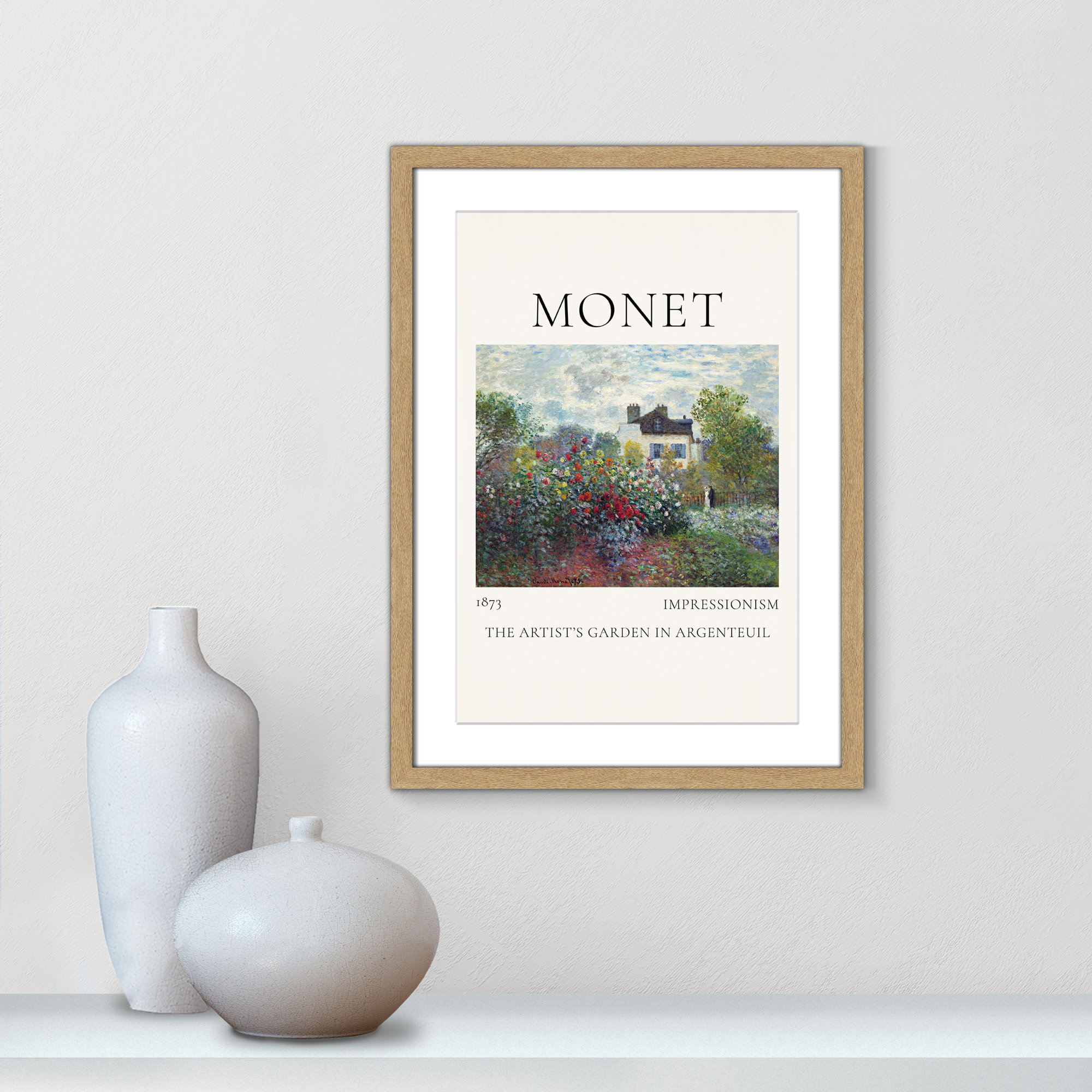 Artists Garden in Argenteuil Print by Claude Monet, Yes, 23" H x 17" W x 1.25" D, Natural Single Picture Frame