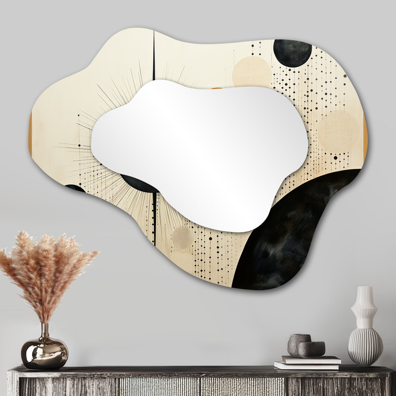 Velours beige noir Mid Century Minimalist Oasis, 27 po x 35 po