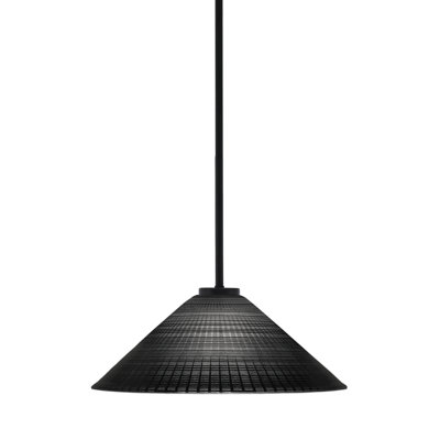 Sandia 1 Light Stem Mini Pendant Shown In Matte Black Finish With 16" Black Matrix Glass