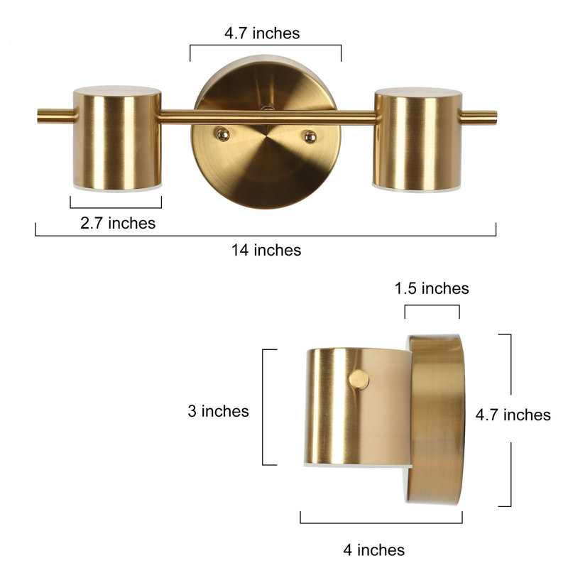 Micajah 2 - Light Dimmable LED Vanity Light, Dark Gold