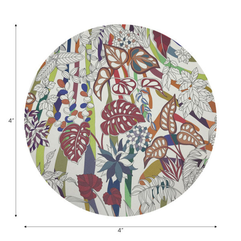 Sous-verres ronds en cuir Sabi, Cerisier