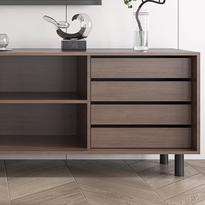 Meuble télé en bois massif rétro au design unique, 78.74"