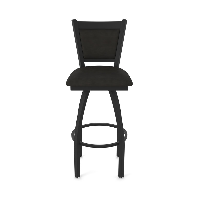 Tabouret pivotant Hadleigh, Noir froissé, Tabouret de bar (siège d'une hauteur de 36 po), Vinyle - espresso Canter