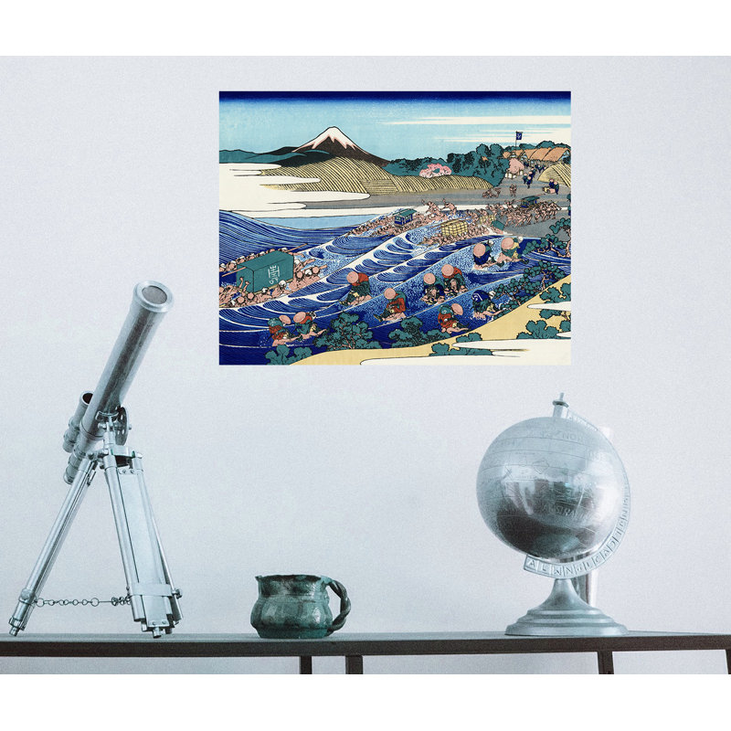 Adhésif décoratif « japanese river crossing », art amovible, H 22 po x l 28 po