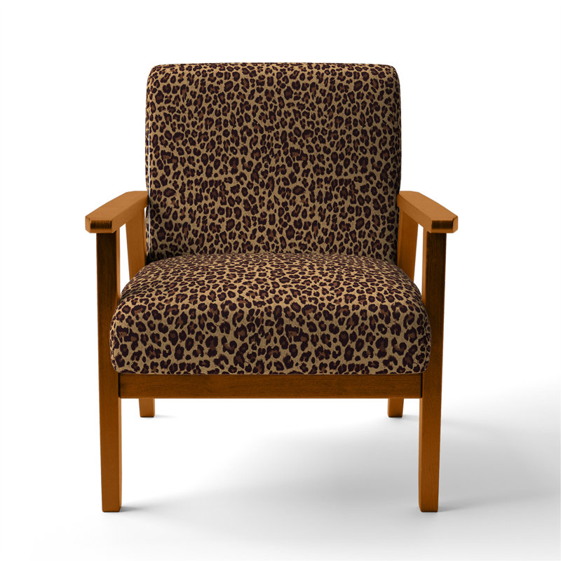 Leopard Fur II - Velvet Upholstered Cabin & Lodge Accent Arm Chair, Brown Square Arms