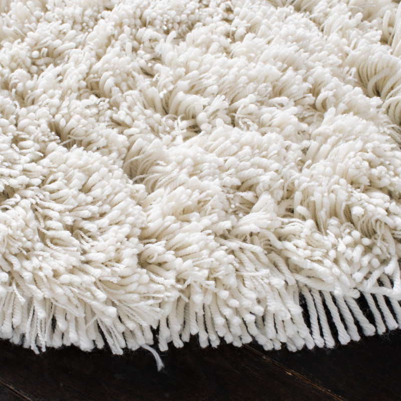 Tapis blanc touffeté Gundelinda, Rond 6 pi