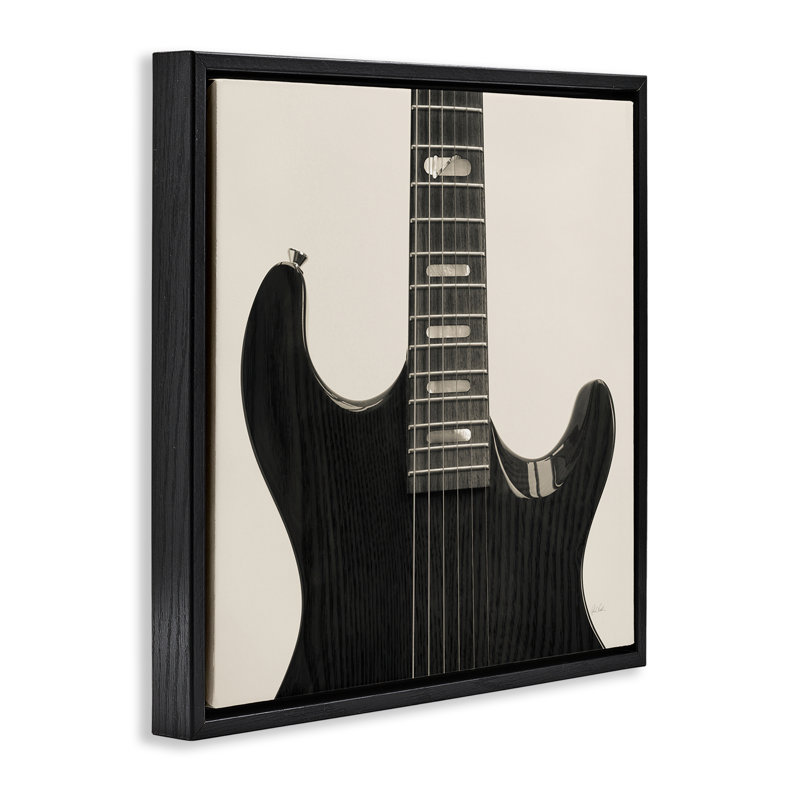  Black Electric Guitar Floater Canvas Wall Art by Deborah Revell, H 25 po x l 25 po, Cadre flottant noir de jais