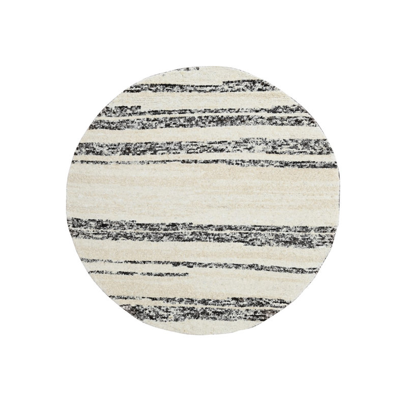 Tapis rond en laine noué à la main brun foncé et ivoire 8 pi x 8 pi F8DC5479479146D08462DB38151505BE