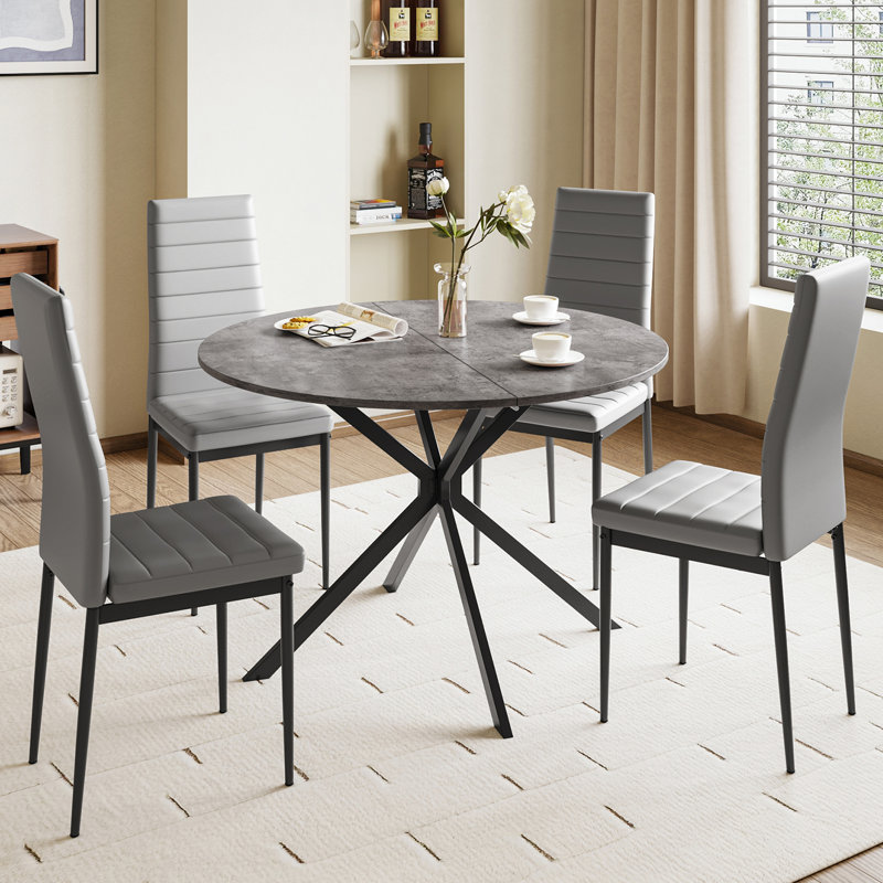 4 - Person Dining Set, Grey, Grey