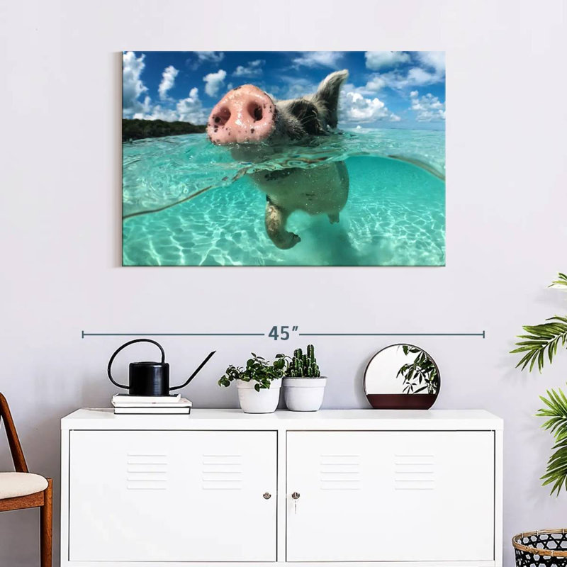 Brampt Swimming Pig, 24" H x 36" W