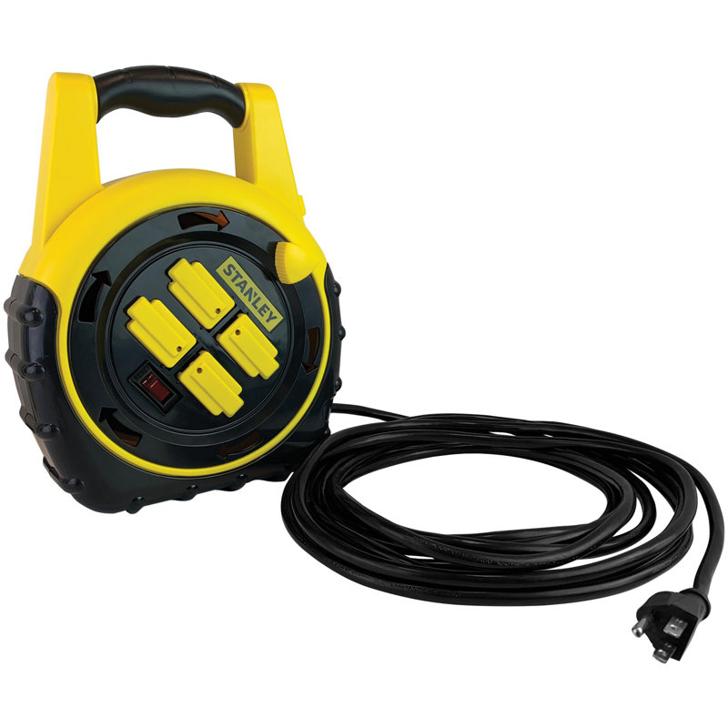 Enrouleur de cordon d'alimentation à 4 prises STANLEY® Shopmax, 20 pi, noir et jaune