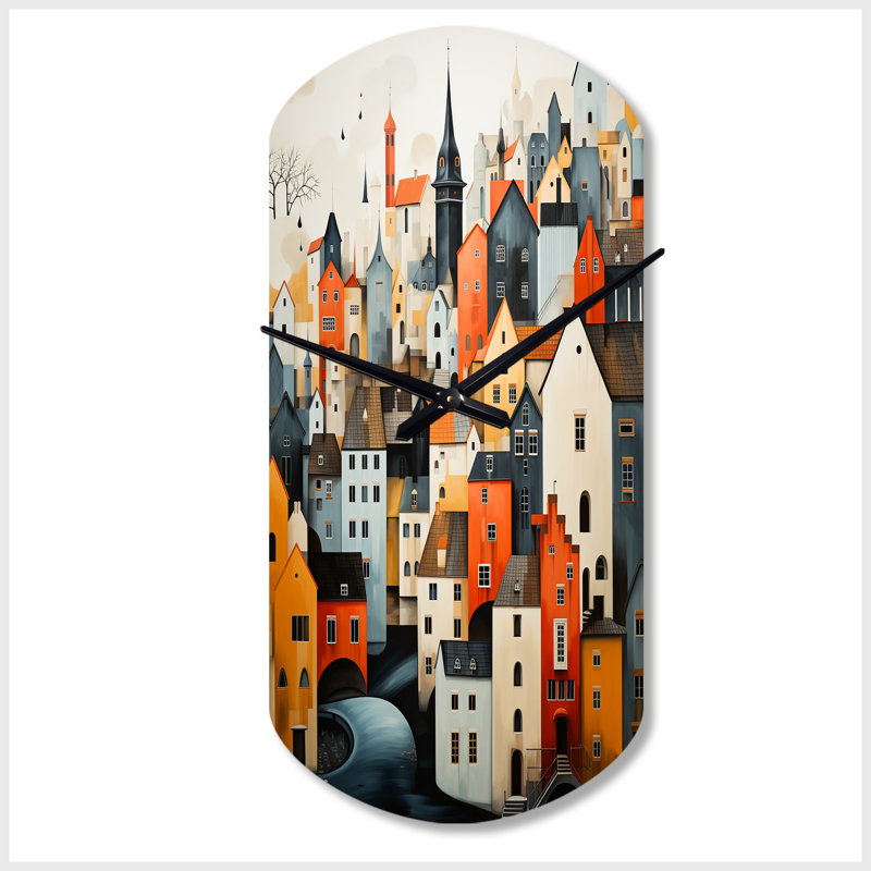 Horloge murale asymétrique en métal, Danemark, Petit